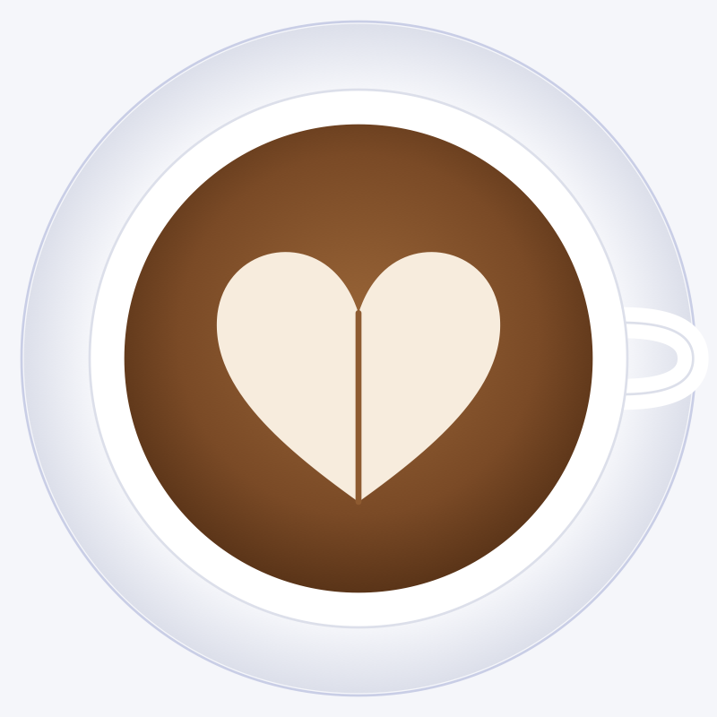 Latte art: corazón dibujado con leche en una taza de café