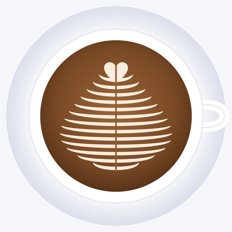 Latte art: roseta dibujada con leche en una taza de café